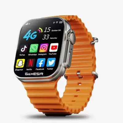 Ikhodal T800 ultra smart watch with wireless charging Smartwatch(orange Strap, FREE SIZE)