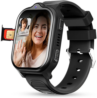 GameSir Kids 4G Smart Watch 2.01'' GPS WiFi Tracker with SOS HD Video Call & Waterproof Smartwatch(Black Strap, Free Size)