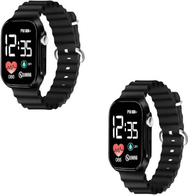 windexa DetachableSiliconeStrapWaterproofKidsWatch,IdealWatch for Boys & Girls,Pack of 2 Smartwatch(Black Strap, KIDS)