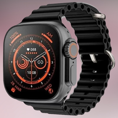 KadWaniya T800 Ultra Smart Watch With Wireless Charging Smartwatch(Black Strap, Regular)