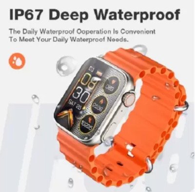 Limonz T800 ultra smart watch with wireless charging Smartwatch Smartwatch(Orange Strap, Free Size)