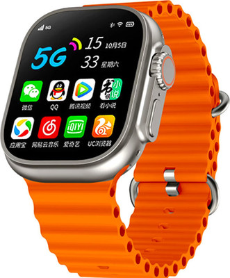 zora T800 Smartwatch Ultra 8 With BT Calling & Fast Charging Smartwatch(Orange Strap, Free Size)