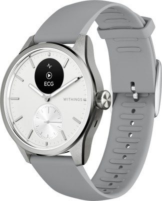 Withings Scanwatch2 Heart Health Monitor, ECG, SPO2, 30 Day Battery Life - 42mm Hybrid Smartwatch(White Strap, Free Size)
