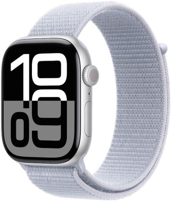 Apple Watch Series 10 GPS 46mm Silver Aluminium with Blue Cloud Sport Loop(Blue Cloud Strap, Free Size)