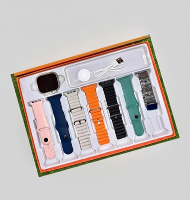 unnaticreation Ultra Smartwatch(Pink, Dark Blue, White, Orange, Black, Green, Silver (metallic) Strap, Xl)