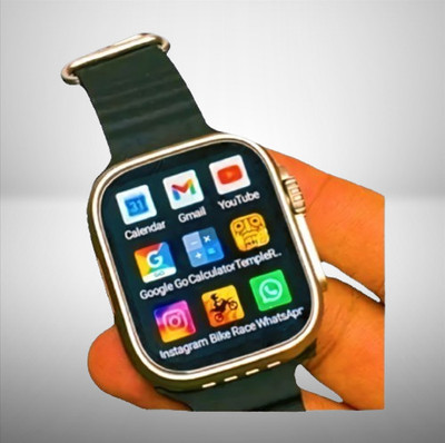 BOOMLY UltraT-800 Series 8 Bluetooth Call 4G Network Smartwatch(Black Strap, Free Size)