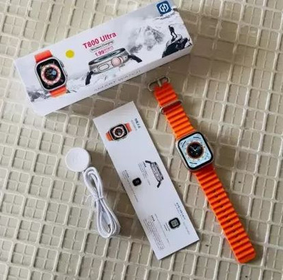 Techfly Pack of New T800 Ultra Watch Smartwatch Smartwatch(Orange Strap, Free size)
