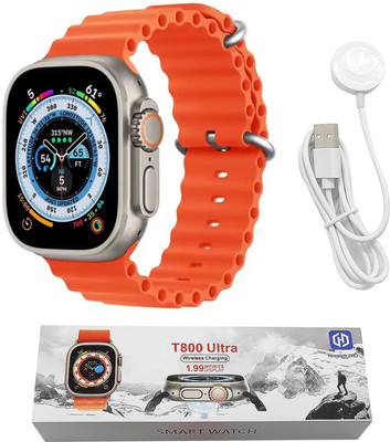 WRADER T800 Ultra Watch Touchscreen Bluetooth Calling Smartwatch(Orange Strap, Freesize)