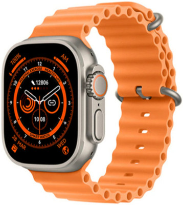 GLowcent T800 ultra BT calling smartwatch compatiable with all Smart phones G411 Smartwatch(Orange Strap, Free Size)