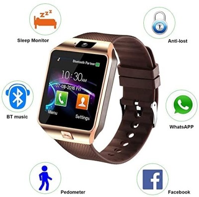 Atomex Tz DZ09 GOLDEN COLO WITH SIM, MEMORY CARD SLOT AND CALLING FUNCTION Smartwatch(Black Strap, 40 mm)