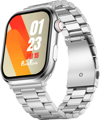 PunnkFunnk T500 Ultra Metal Silver Smartwatch with Bluetooth, Fitness & Heart Rate Tracking Smartwatch(Metal Silver Strap, Free Size)