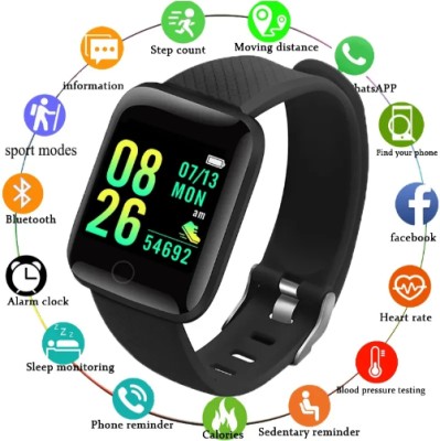 GUGGU DDD_532D_D13/ID116 SMARTWATCH WITH HEART RATE MONITOR FOR UNISEX Smartwatch(Black Strap, Free)