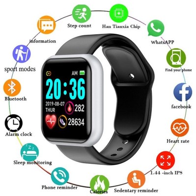 Clairbell ABC_678F_Y68 Smart bandcompatiable with all Smartphones Smartwatch(Black Strap, Free Size)
