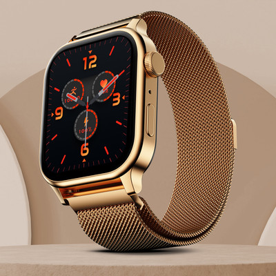 Fire-Boltt Rise Luxe Bluetooth Calling 47mm (1.85), Metal Body & Rotating Crown, 123 Sports Smartwatch(Gold Millanese Strap, Free Size)