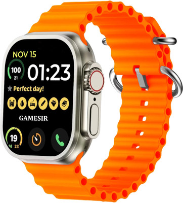FRACKN T800 Ultra Bluetooth Calling Touch smart watch with Many Features Smartwatch(Orange Strap, Free Size)