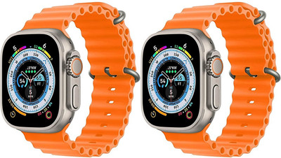 TULUA T800 Ultra Biggest Display Smart Watch with Bt Calling Wireless Charge Fitness Smartwatch(Orange Strap, Free Size)