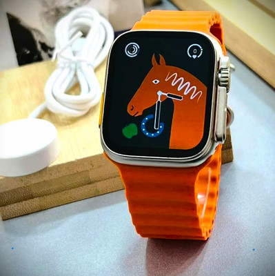 Limonz T10 Ultra 2.09 Infinite Display, Series 8 Smart Watch with Bluetooth Calling Smartwatch(Orange Strap, Free Size)