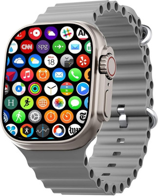 PunnkFunnk T800 ultra Series 8 smart watch with AI assistant, bluetooth calling and fitness Smartwatch(Grey Strap, 2 Inch Large Sunlight Proof Display)