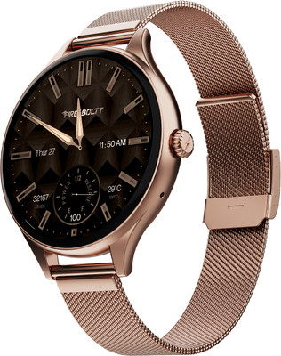 Fire-Boltt Hurricane Air 1.26 Round Display Rotating Crown Metal Body Wireless Charging Smartwatch(Rose Metal Strap, Free Size)