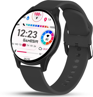 GameSir Smartwatch with Bluetooth Calling, Fitness Tracking, Heart Rate Monitor Smartwatch(Silicon Black Strap, Free size)
