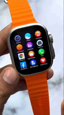 IMA T800 Ultra Smart Watch with Dual Strap Full Screen Waterproof Touch Display Smartwatch(Orange Strap, Free Size)