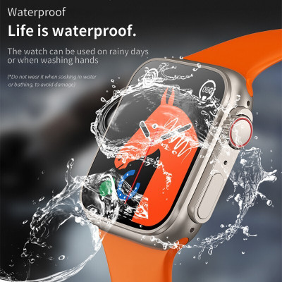 Techfly Ultra T800 Series 8 Watch Bluetooth Call Fitness Bracelet Magnetic Charging N17 Smartwatch(Orange Strap, Free Size)