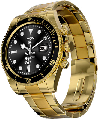Fire-Boltt Astra Luxury Stainless Steel Smart Watch, Bluetooth Calling with 1.28 Display Smartwatch(Gold Black Strap, Free Size)