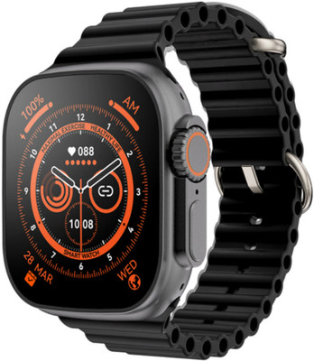 ROCK TOUCH Ultra Series 8 Wireless Charging Smartwatch(Black Strap, Medium)