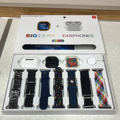 TECHMAZE I20 AMAZING BOOM COMBO Touch Watch Golden with 6 Strap Extra and 1 TWS Smartwatch(Black Strap, Free Size)