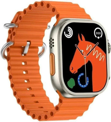 FGMNE T-800 Ultra Smart Watch With Wireless Charging And Sweatproof NX06 Smartwatch(Orange Strap, Free Size)