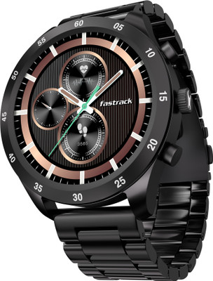 Fastrack Magnus FX2-1.32''UltraVU Display|Metal Design|SS Strap|SOS|AI Voice Assistant Smartwatch(Black Strap, Free Size)