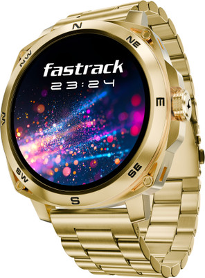 Fastrack Radiant FX3-1.43''|AMOLED|AOD|Premium Design|SS Strap|Functional Crown |Fashion Smartwatch(Gold Strap, Free Size)