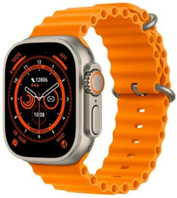 KadWaniya T800 Ultra Smart Watch With Wireless Charging Smartwatch(Orange Strap, Regular)