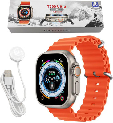 WRADER Hiwatch T800 Ultra Smartwatch(Orange Strap, Freesize)