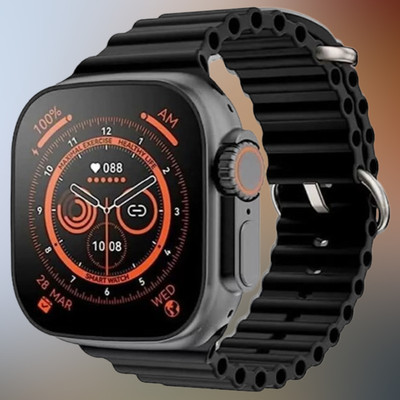 KadWaniya T800 Ultra Smart Watch With Wireless Charging Smartwatch(Black Strap, Regular)