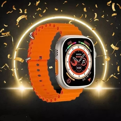 Ghostcreation T800 Ultra Smart Watch with Full Screen Touch Display Bluetooth Calling Smartwatch(ORANGE Strap, Free Size)