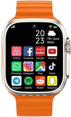 Veritas Enterprises T800 Ultra Series 8 Watch Bluetooth Call Wireless Fast Charge Fitness E3 Smartwatch(Orange Strap, Free Size)