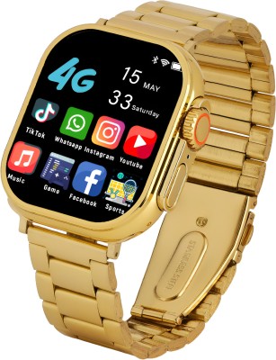 Gamesir S9 Ultra 24K Gold Stay Connected with YouTube, Facebook, and Insta Notifications Smartwatch(Golden, Black, Orange Strap, Free Size)