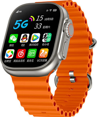 zora T800 New Smartwatch Ultra 8 With BT Calling & Cancellation Smartwatch(Orange Strap, Free Size)
