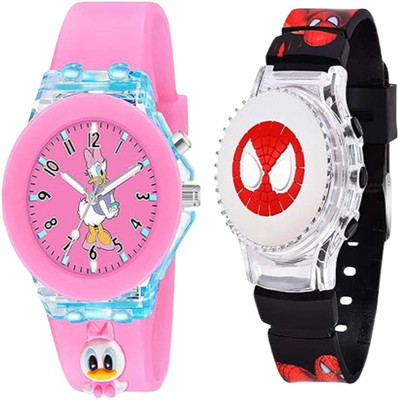 KYOKA 3D Cartoon Kids Watch with LEDGlowingDisco Light , Silicone Strap,Pack of 2 Smartwatch(MULTICOLOR Strap, KIDS)