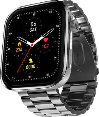 Noise Pro 5 Max 1.96 AMOLED Display, Post Workout Analysis, DIY Watch face, BT Calling Smartwatch(Elite Silver Strap, Regular)