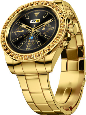 Fire-Boltt Blizzard Ultra 1.28” Premium Luxury Smartwatch With Jewel Studded Dial Smartwatch (Gold Strap, Free Size) For Rs. 1999 @ 82 %