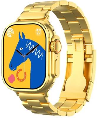 maavi Watch 8 Ultra Gold Edition Smartwatch With Sports Mode 49MM Gold And Orange Belt Smartwatch