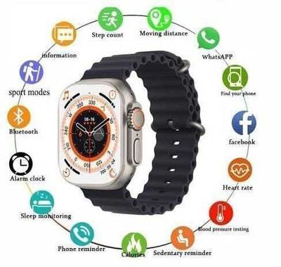 Vidyutam T800 Ultra Smart Watch & Wireless Charger Smartwatch Smartwatch(Black Strap, Free size)