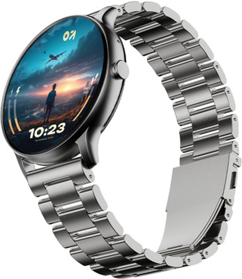 GOBOULT Dire 1.38'' 2.5D Curved HD Display, 500Nits, 250+ Watch Faces Smartwatch(Silver Strap, Free Size)