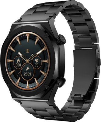 Titan Maestro 1.47'' AMOLED|SS316L Stainless Steel|BT Calling|Extra Silicon Strap|Mens Smartwatch(Black Strap, Free Size)