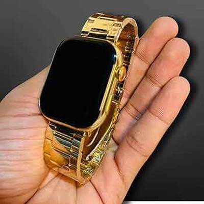 SIACART S9 Ultra Max Gold Bracelet Strap + 2 Pair Strap Extra - BT Calling & Music Play Smartwatch(Gold Strap, Free Size)