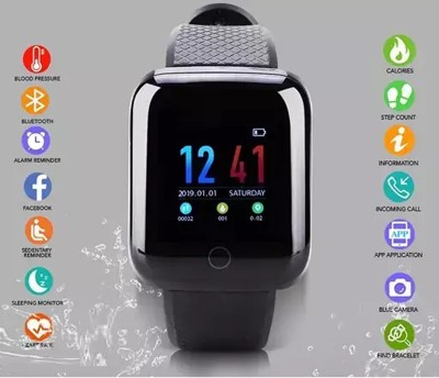SYARA PZN_111C_ID116 Smart band compatiable with all Smartphones Smartwatch(Black Strap, Free Size)