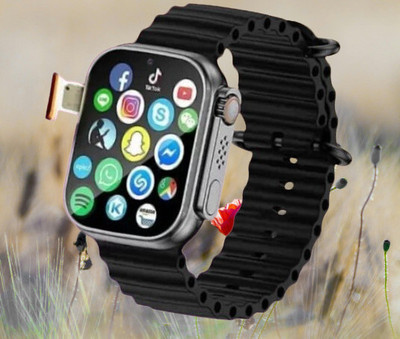 Vinayak T800 Ultra Smart Watch With Wireless Charging Smartwatch(Black Strap, Free Size)