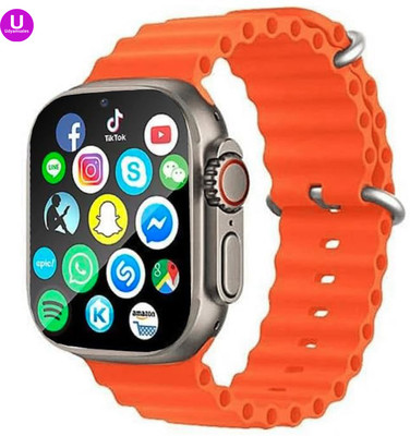 Udyamsales T800 Ultra Smart watch with Bluetooth Calling Smart Watch Wireless Charger Smartwatch(Orange Strap, Free Size)